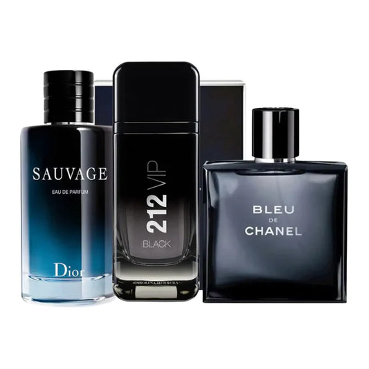¡Lleva 3 perfumes pagando Solo 2! - Sauvage, 212 VIP Black y Bleu de Chanel